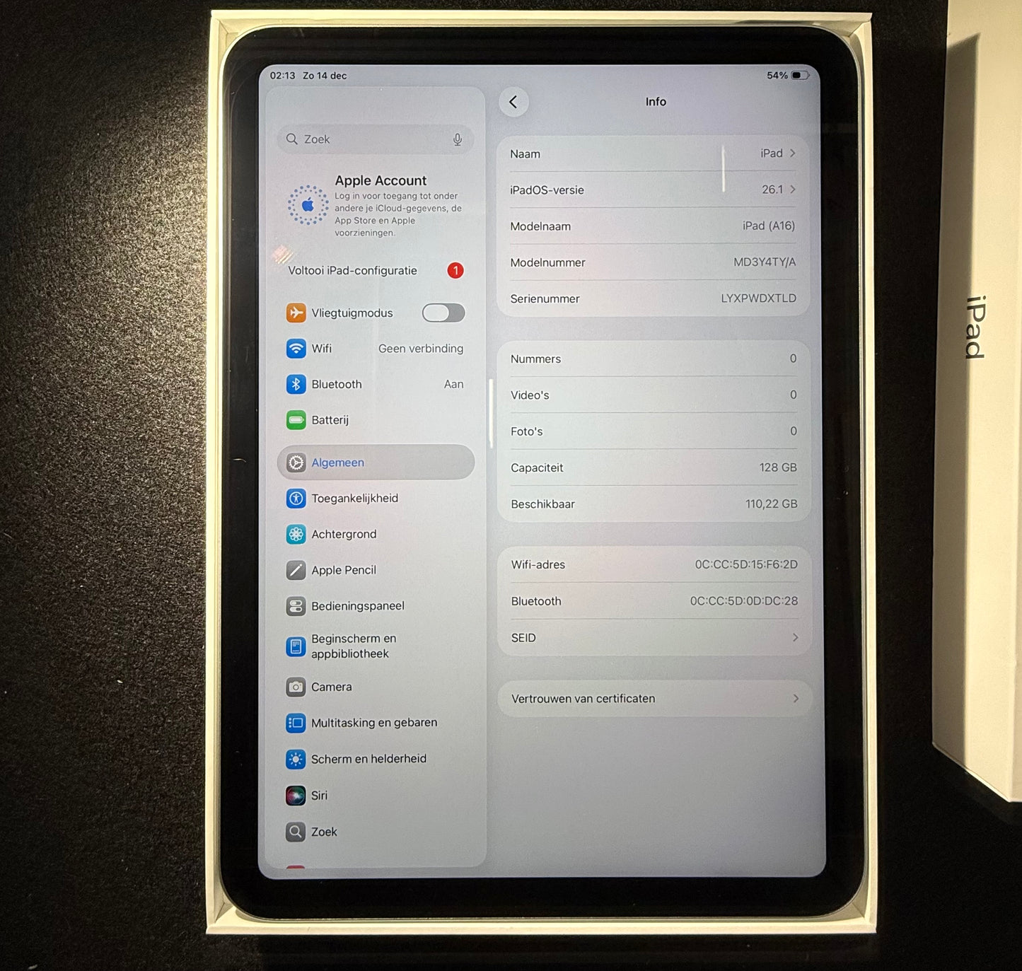 iPad A16 (2025) 128GB Wifi (UITSTEKEND)